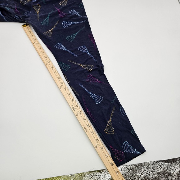LuLaRoe Tall & Curvy Leggings Navy Honey Dipper Print Women's OS - Picture 8 of 10